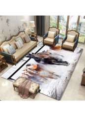 3D Horses Print Home Room Carpet Multicolour 140x200cm