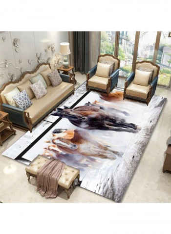 3D Horses Print Home Room Carpet Multicolour 140x200cm