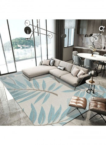 Fresh Style Leaf Printed Anti-Slip Floor Carpet Grey/Green 140x200cm