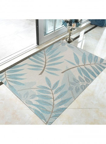 Fresh Style Leaf Printed Anti-Slip Floor Carpet Grey/Green 140x200cm