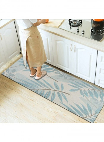 Fresh Style Leaf Printed Anti-Slip Floor Carpet Grey/Green 140x200cm