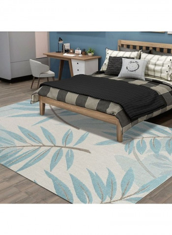 Fresh Style Leaf Printed Anti-Slip Floor Carpet Grey/Green 140x200cm