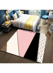 Geometric Pattern Floor Rug Pink/White/Black 140x200cm