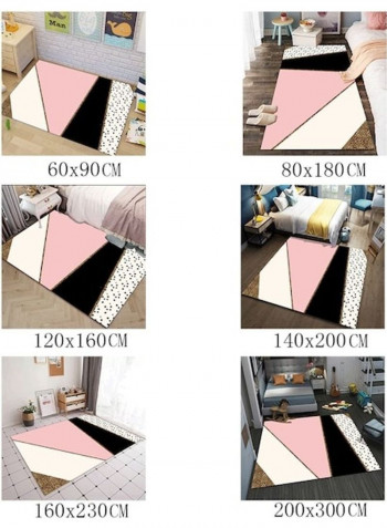 Geometric Pattern Floor Rug Pink/White/Black 140x200cm