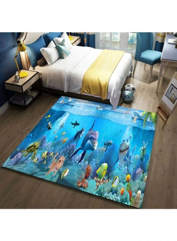 Sea Animals Printed Anti-Slip Floor Mat Blue/Green/White 140x200cm