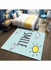 Simple Cartoon Cute Sun Clouds Printed Anti-Slip Floor Rug Multicolour 140x200cm