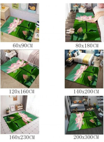Lotus Design Floor Rug Green/Pink 140x200cm