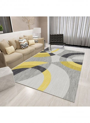 Rectangular Floor Rug Yellow/Grey/White 140x200cm