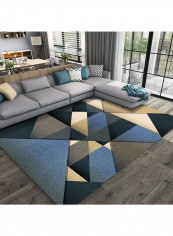 Colorblock Geometric Patterned Anti-Skidding Floor Carpet Multicolour 140x200cm