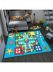 Cute Cartoon Colorblock Rectangle Floor Rug Multicolour 140x200cm