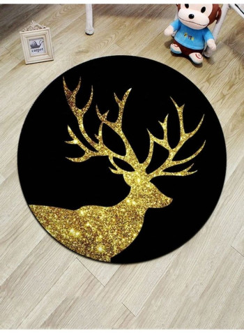 Deer Printed Floor Mat Black/Gold 100cm