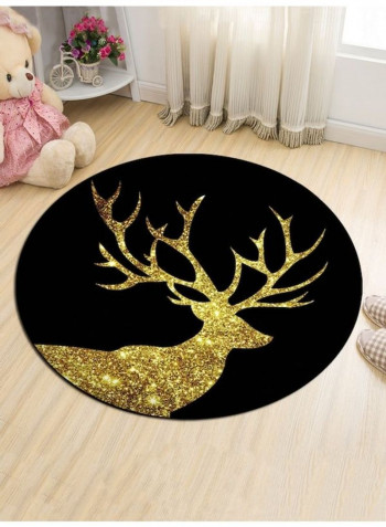 Deer Printed Floor Mat Black/Gold 100cm