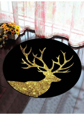 Deer Printed Floor Mat Black/Gold 100cm