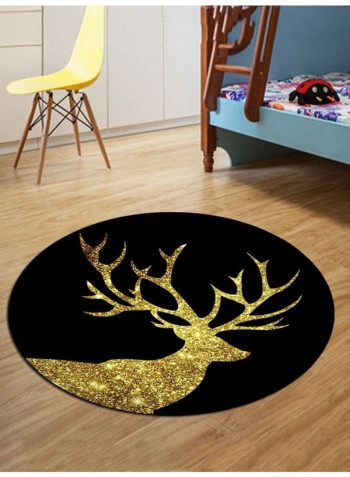 Deer Printed Floor Mat Black/Gold 100cm
