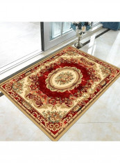 Flowers Pattern Anti-Skidding Rug Red/Yellow 140x200cm