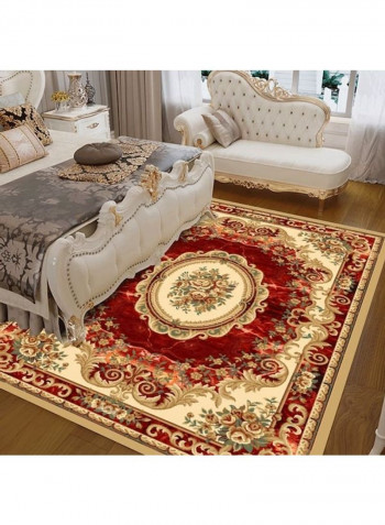 Flowers Pattern Anti-Skidding Rug Red/Yellow 140x200cm