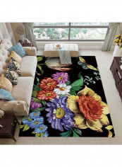 3D Colorful Flowers Print Floor Mat Multicolour 140x200cm