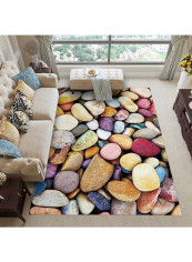 3D Colorful Stones Print Non-Slip Floor Mat Multicolour 140x200cm