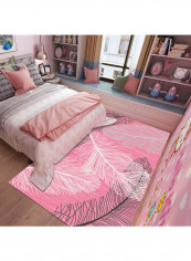 Feather Themed Modern Rug Pink/Black/White 140x200cm
