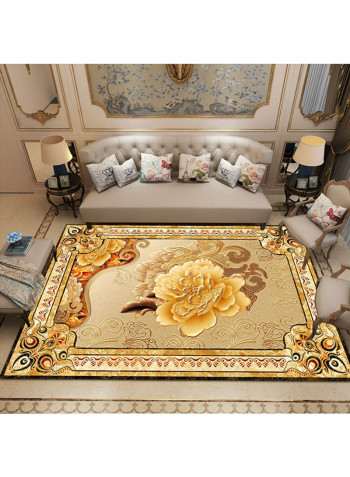 Flowers Pattern Floor Rug Rug Yellow/Brown 140x200cm