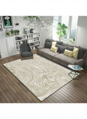 Modern Print Rectangle Rug Brown/White 140x200cm