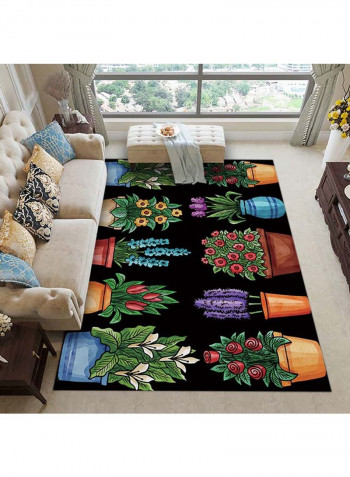 3D Potted Plant Print Non-Slip Floor Mat Multicolour 140x200cm