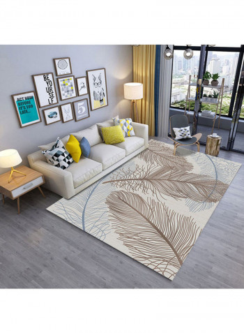 Feather Themed Modern Rug White/Brown/Blue 140x200cm