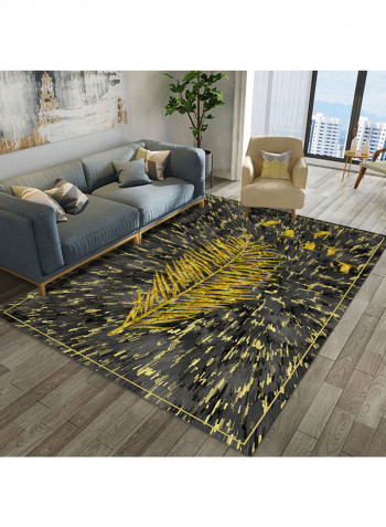 Feather Themed Modern Rug Yellow/Black 140x200cm