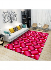 Geometrical Pattern Rug Pink/Black/White 140x200cm