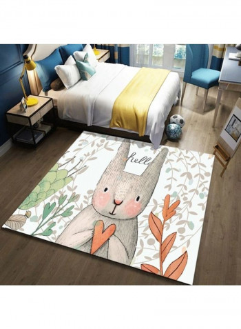 Rabbit Pattern Non-Skid Room Rug White/Grey/Brown 140x200cm