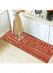 Geometric Pattern Bohemia Style Washable Carpet Red/White 140 x 200cm