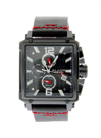 Men's Leather Analog Wrist Watch 3550G1NNN