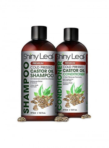 Pack Of 2 Cold Pressed Castor Oil Shampoo And Conditioner 16ounce