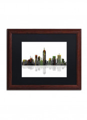 Indiana Indianapolis Skyline Wooden Framed Wall Art Multicolour 16 x 20inch