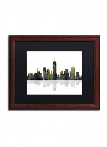 Indiana Indianapolis Skyline Wooden Framed Wall Art Multicolour 16 x 20inch