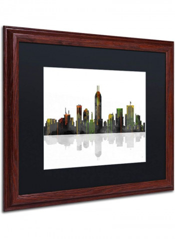 Indiana Indianapolis Skyline Wooden Framed Wall Art Multicolour 16 x 20inch