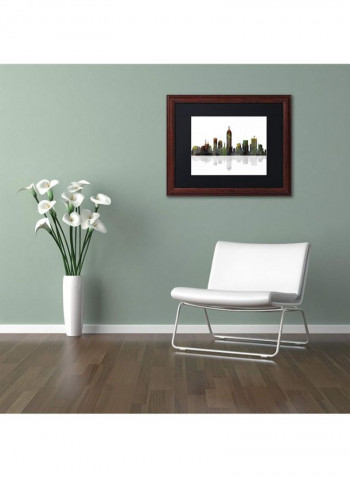 Indiana Indianapolis Skyline Wooden Framed Wall Art Multicolour 16 x 20inch