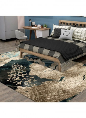 Simple Printed Rectangle Soft Living Room Rug Brown/Green 140x200cm