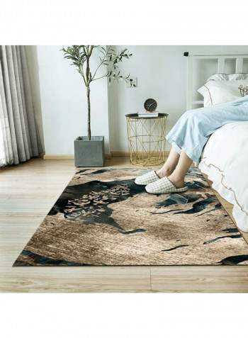 Simple Printed Rectangle Soft Living Room Rug Brown/Green 140x200cm
