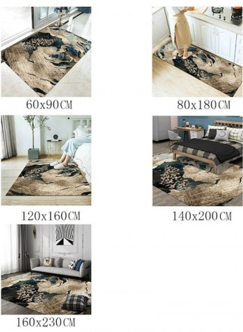 Simple Printed Rectangle Soft Living Room Rug Brown/Green 140x200cm