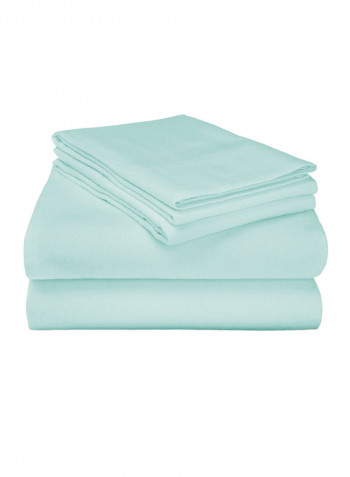 4-Piece Solid Pattern King Sheet Set Light Blue