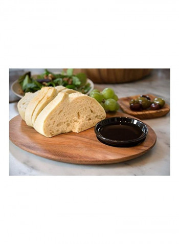 2-Piece Bread Board With Dipping Bowl Set Brown/Black 9x12x0.8inch