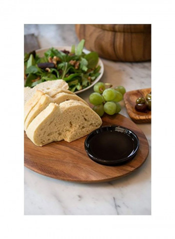 2-Piece Bread Board With Dipping Bowl Set Brown/Black 9x12x0.8inch