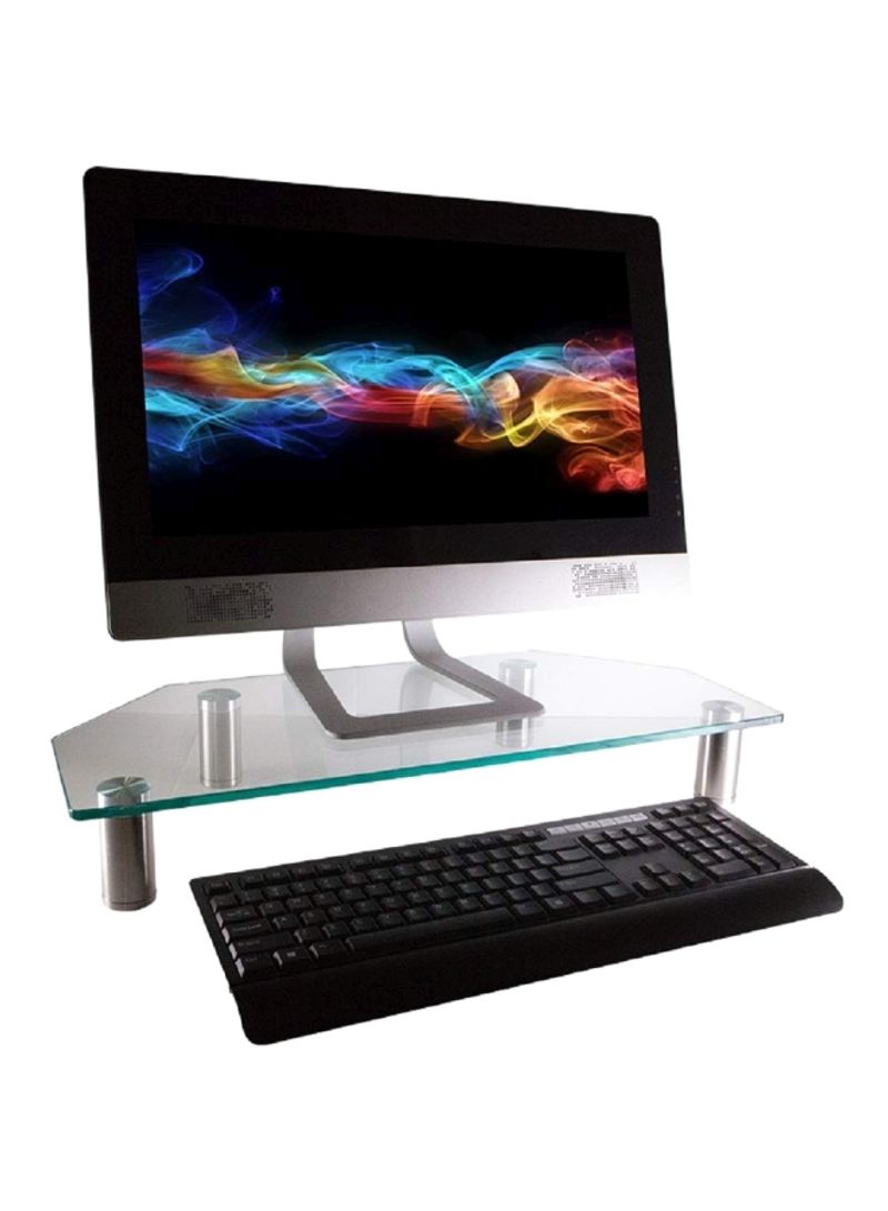 Multimedia Desktop Stand With Height Adjustable Legs Clear/Silver