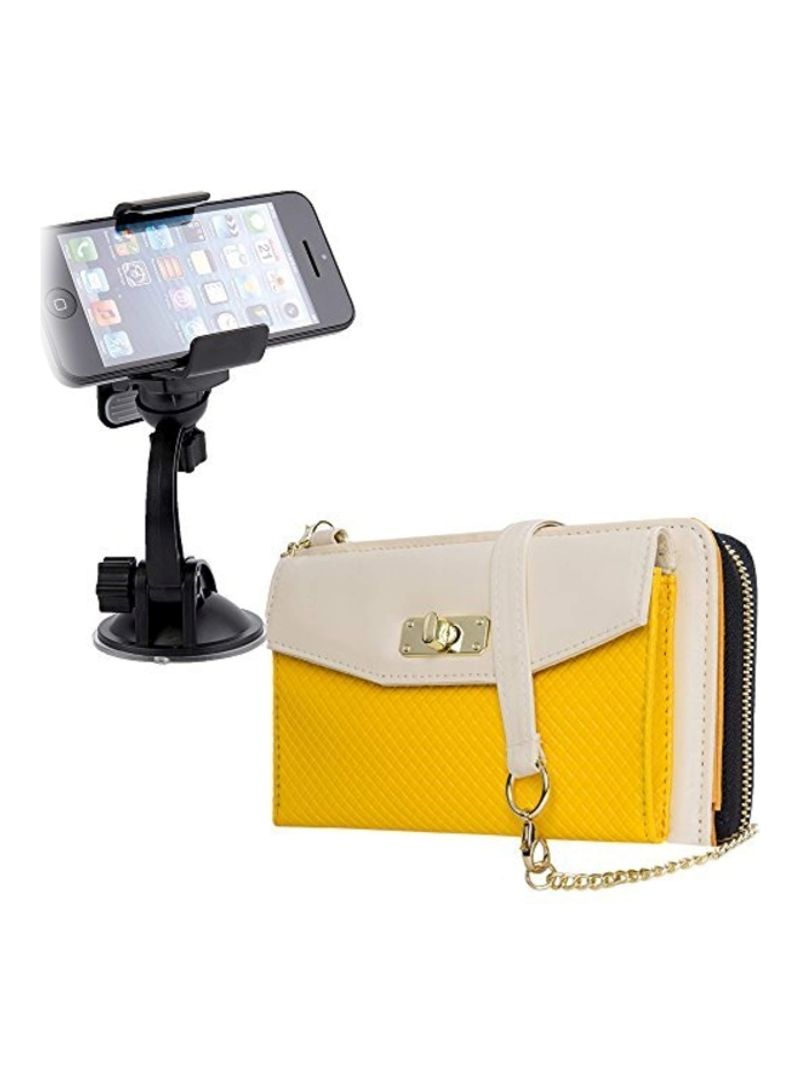 Crossbody Handbag With Smartphone Holder Up To 6.3-Inch Cream/Yellow