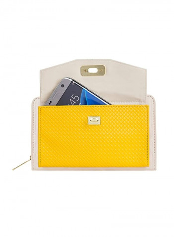 Crossbody Handbag With Smartphone Holder Up To 6.3-Inch Cream/Yellow