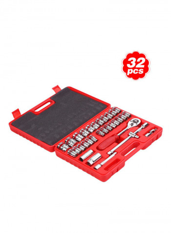32-Piece Ratchet Wrench Set Silver