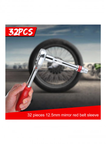 32-Piece Ratchet Wrench Set Silver