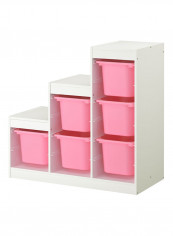 Storage Combination With Boxes White/Pink 99x44x94centimeter
