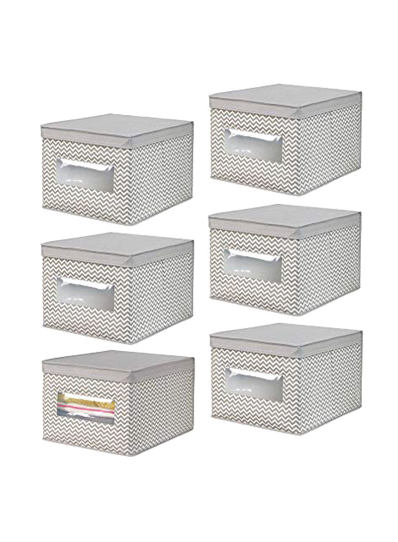 6-Piece Stackable Closet Storage Organizer Holder Box Taupe/Natural